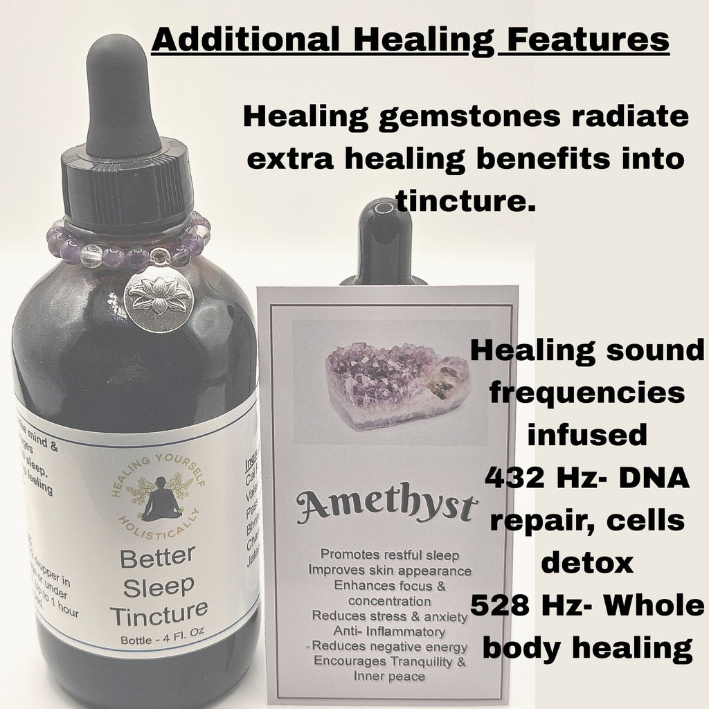 Better Sleep Tincture- Natural sleep aid. Insomnia aid. Natural sedative. Infused with healing gemstones & sound frequencies. High potency tincture. Hand made from high quality herbs.
