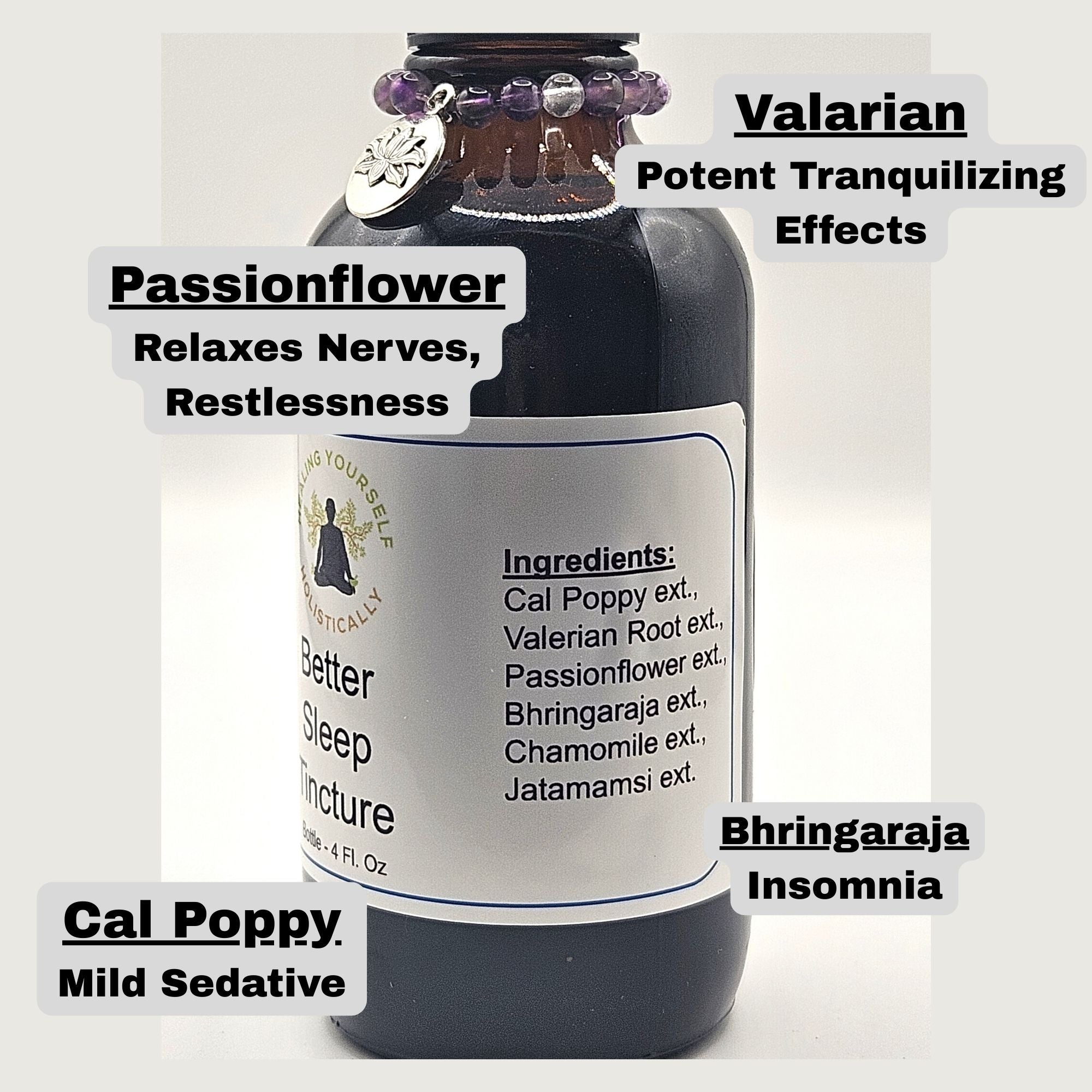 Better Sleep Tincture- Natural sleep aid. Insomnia aid. Natural sedative. Infused with healing gemstones & sound frequencies. High potency tincture. Hand made from high quality herbs.
