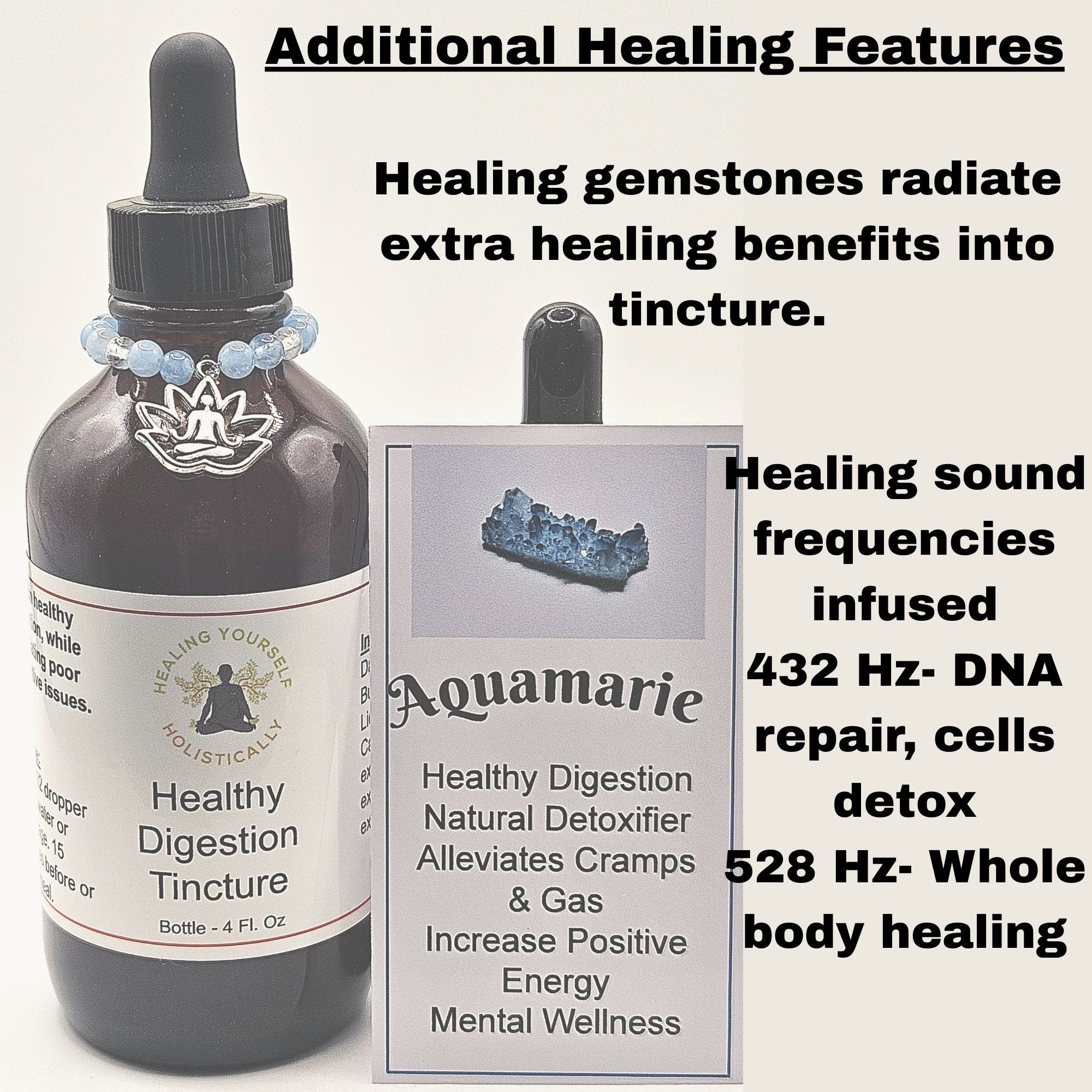 Health Digestive Tincture- Digestive aid, Gut health. Infused with healing gemstones & sound frequencies. High potency tincture. Hand made from high quality herbs.