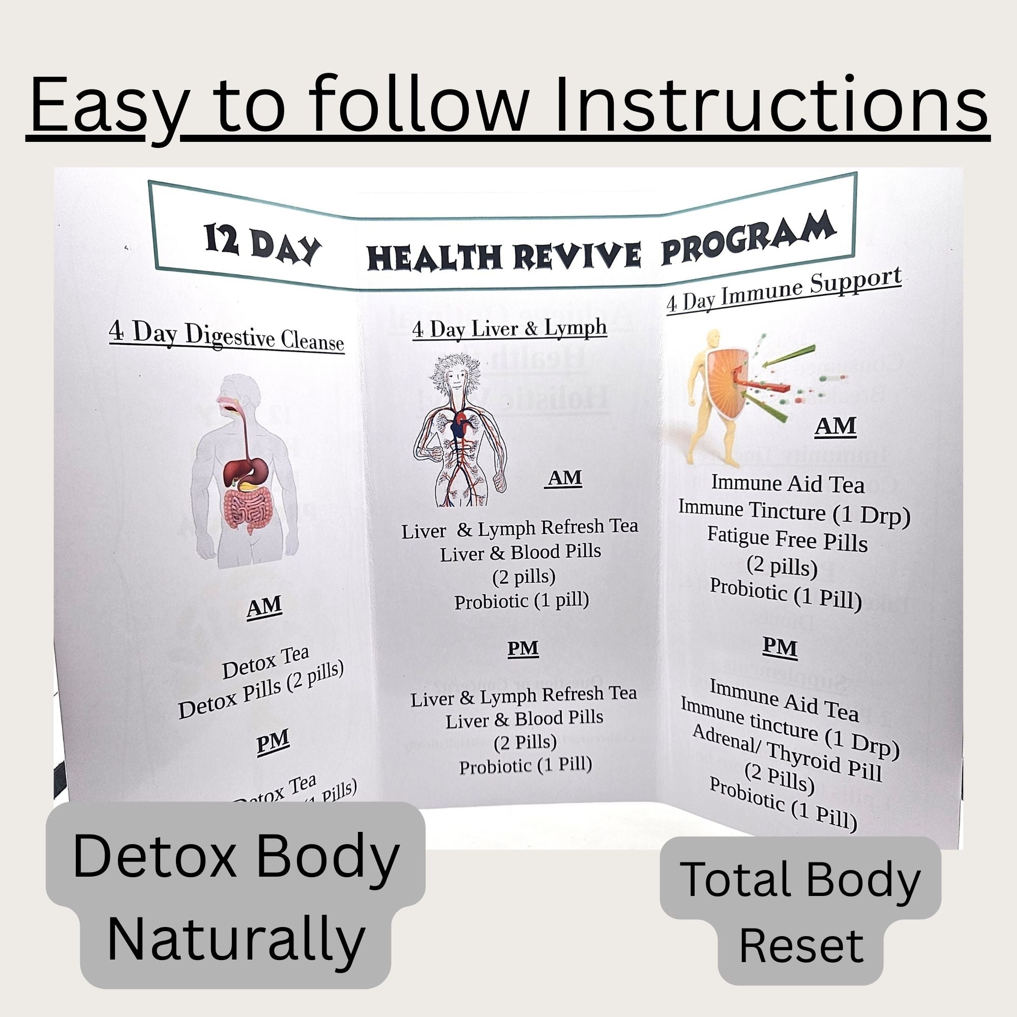 12 Day Health Revive Program- Whole body detox. Liver cleanse. Gut health. Immunity boosting. Hand formulated herbal products. 100% natural. 12 Day herbal cleanse program.