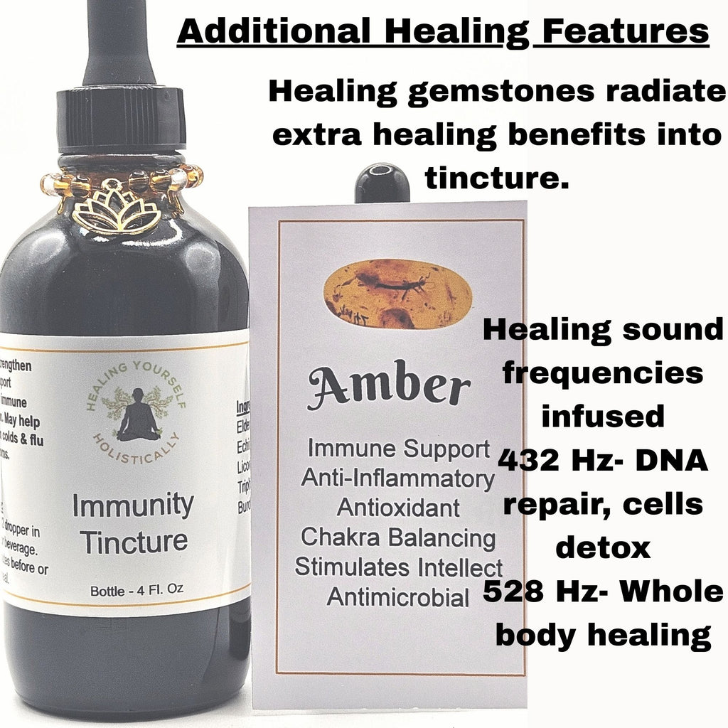 Immunity Tincture- Immune supporter. Cold & Flu aid. Herbal remedy. Infused with healing gemstones & sound frequencies. High potency tincture. Hand made from high quality herbs
