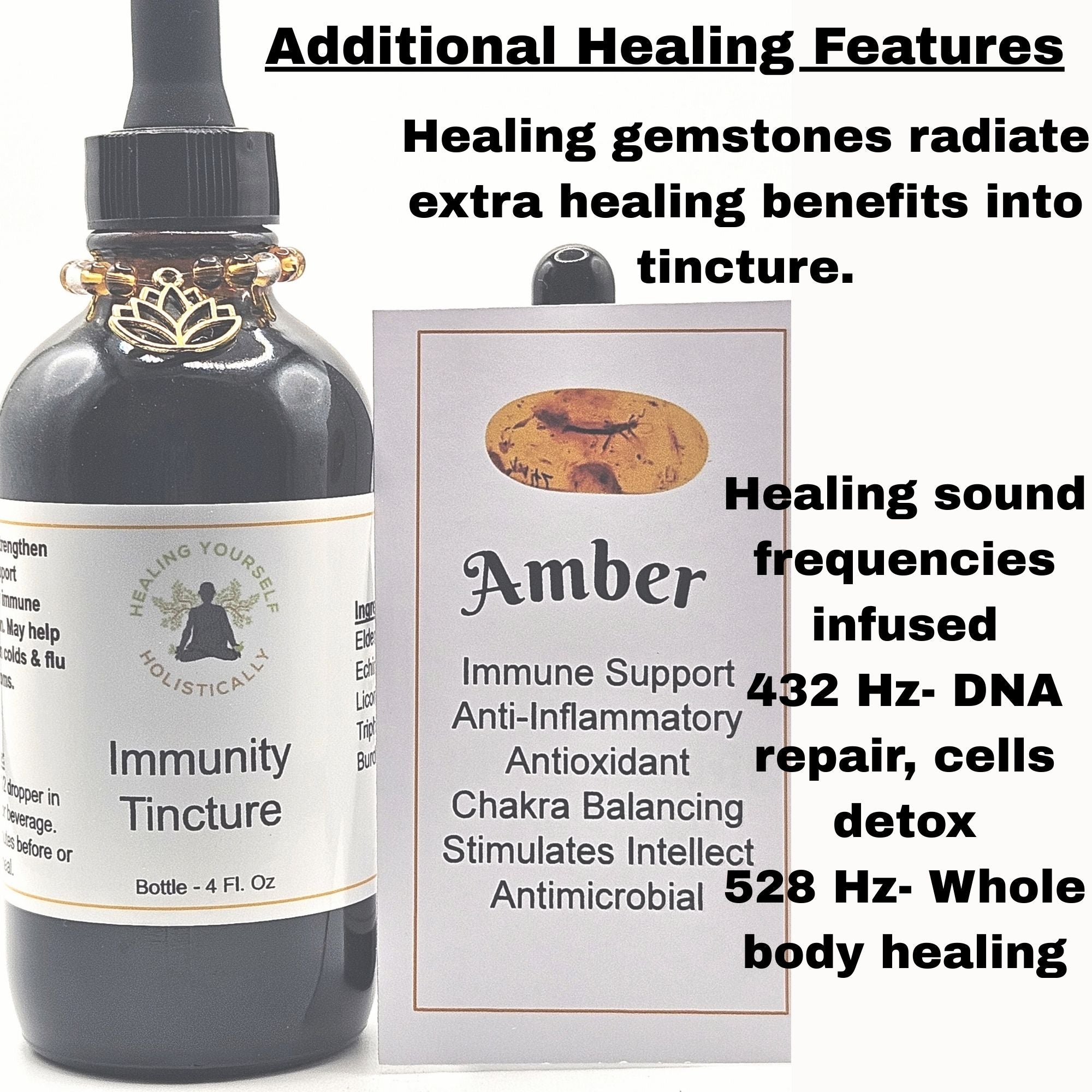 Immunity Tincture- Immune supporter. Cold & Flu aid. Herbal remedy. Infused with healing gemstones & sound frequencies. High potency tincture. Hand made from high quality herbs