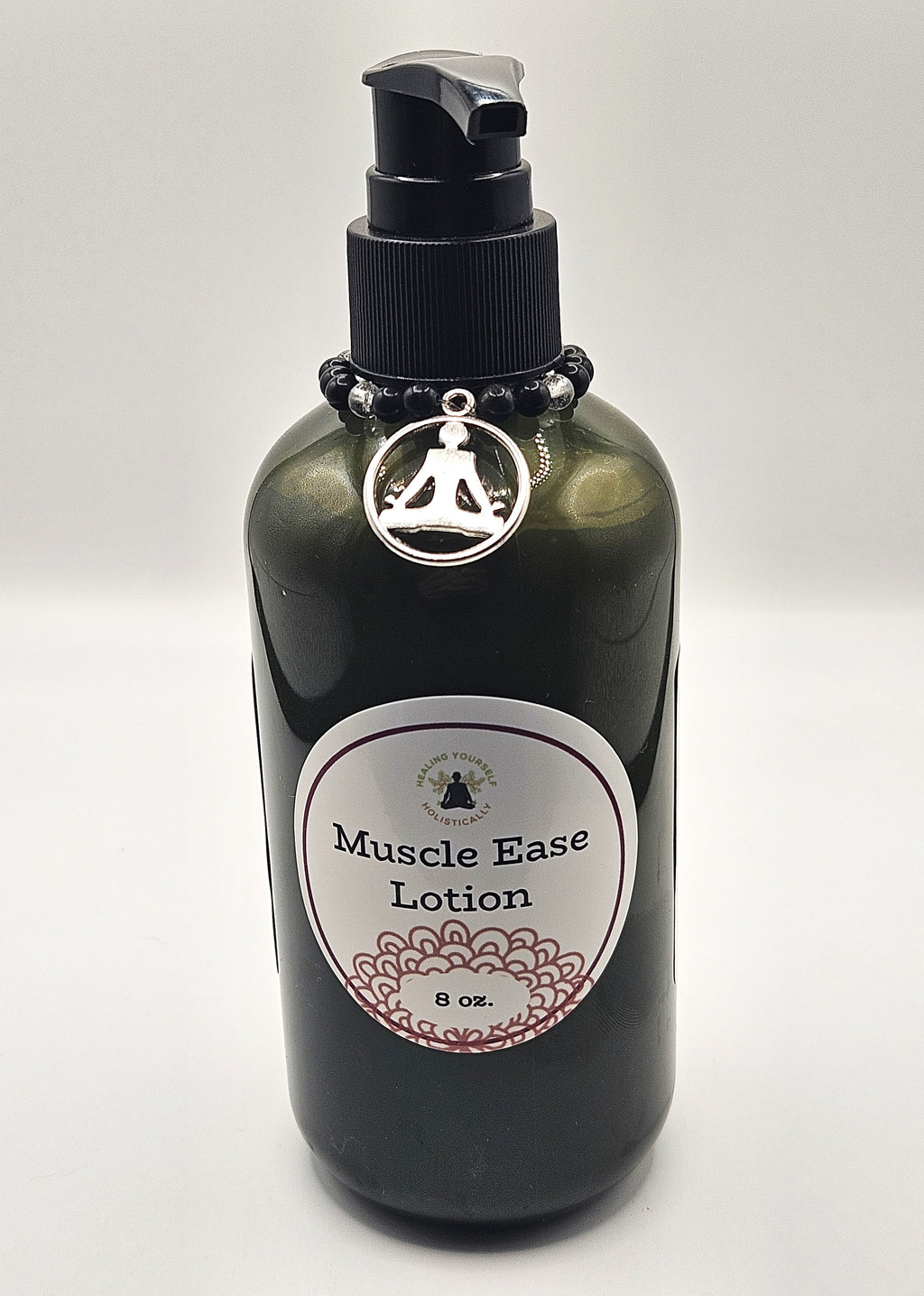 Muscle Ease Lotion- Sore muscles, Magnesium lotion, Pain relief. 8 oz Bottle. 100% natural. Handmade whipped lotion. 8 oz Bottle. Infused with healing gemstones & sound frequencies.