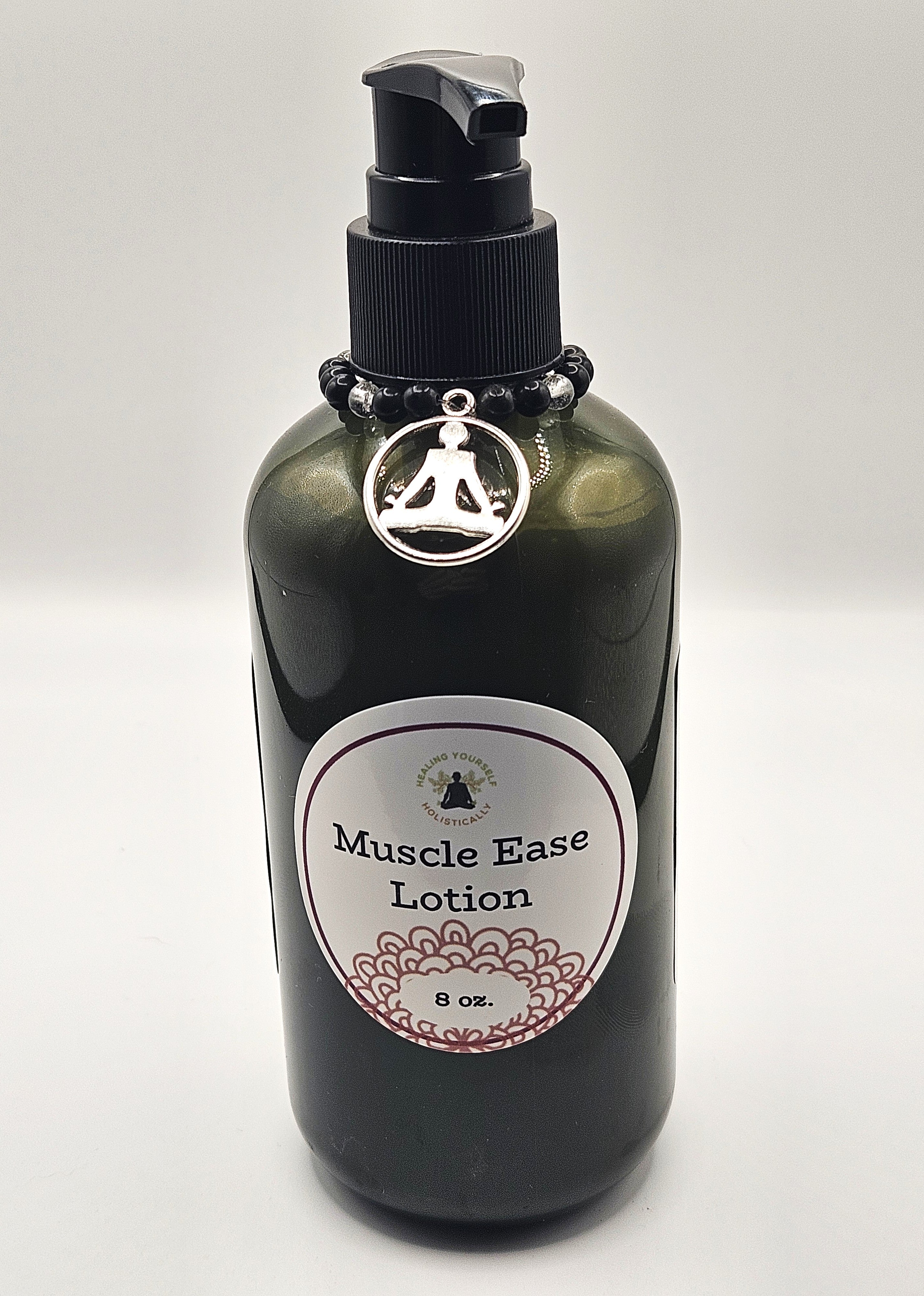 Muscle Ease Lotion- Sore muscles, Magnesium lotion, Pain relief. 8 oz Bottle. 100% natural. Handmade whipped lotion. 8 oz Bottle. Infused with healing gemstones & sound frequencies.