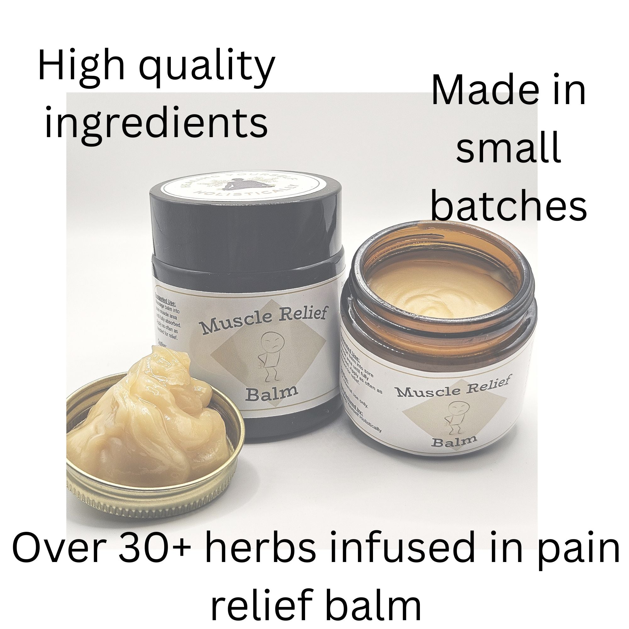 Muscle Relief Balm- Herbal pain support. Muscle Rub. Painful joint relief. Infused with healing sound frequencies. 100% natural. Handmade in small batches.