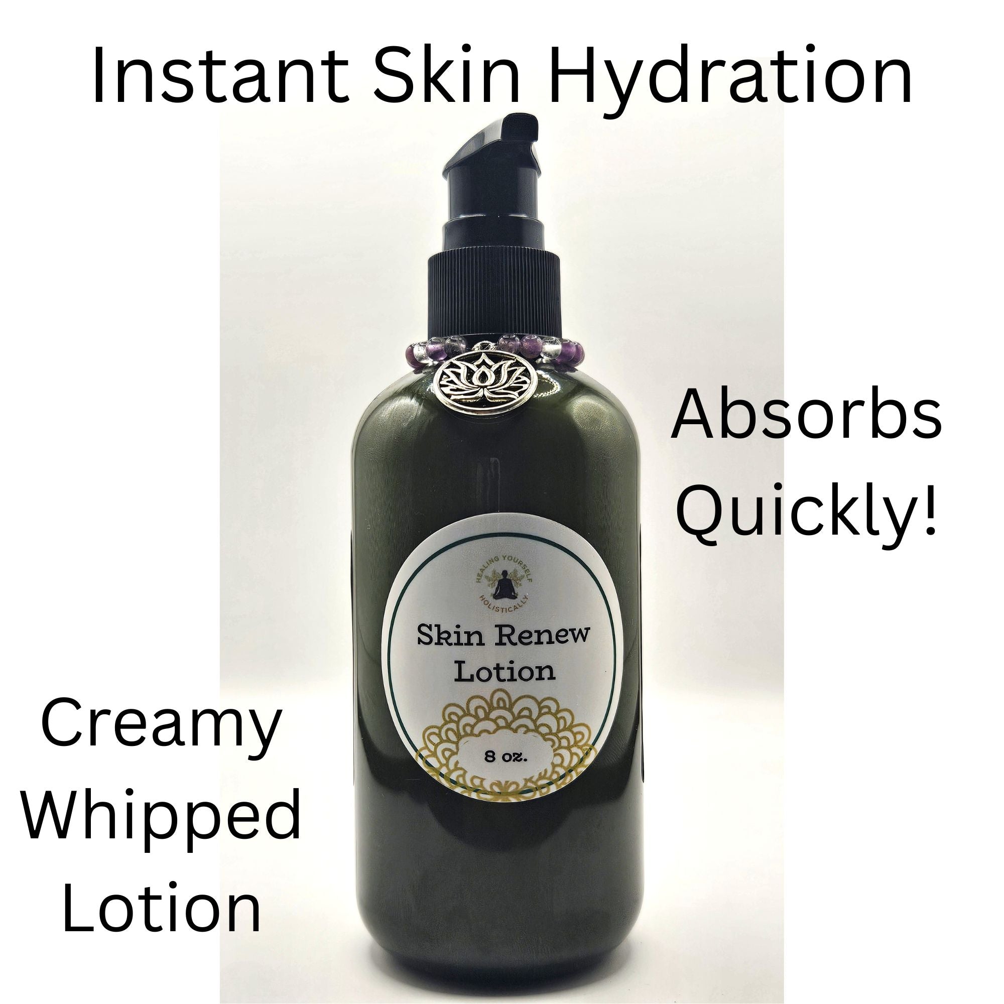 Skin Renew lotion- Intense skin hydration. Skin healing. 8 oz Bottle. 100% natural. Whipped lotion. Handmade.