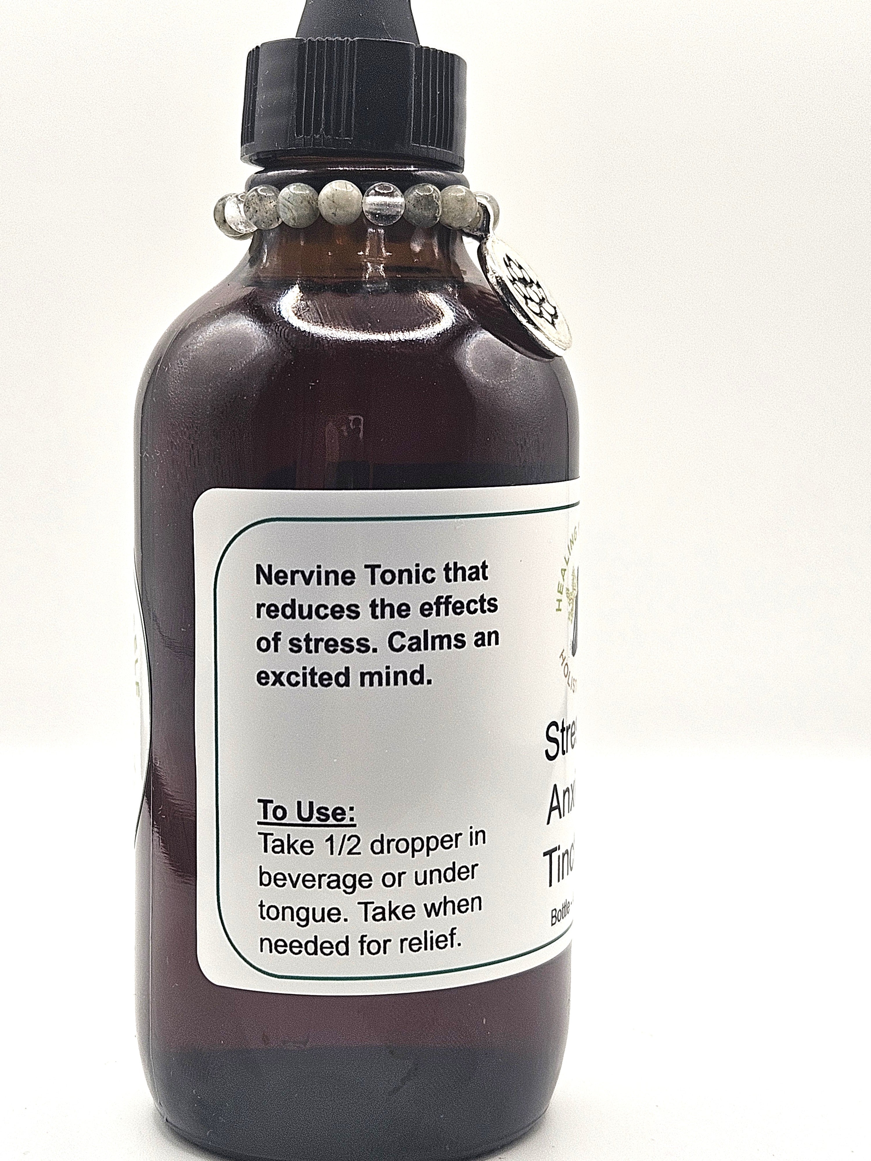 Stress & Anxiety Tincture- Calms overactive mind. Herbal Remedy. Infused with gemstones & sound frequencies.
